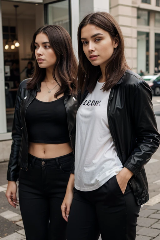there are two women that are standing together with duct on their mouths, on set, behind the scenes photo, they are very serious, tv show still, set photo in costume, behind the scenes, abcdefghijklmnopqrstuvwxyz, mila kunis wearing black choker, promo still, shot from movie, lasso, instagram post