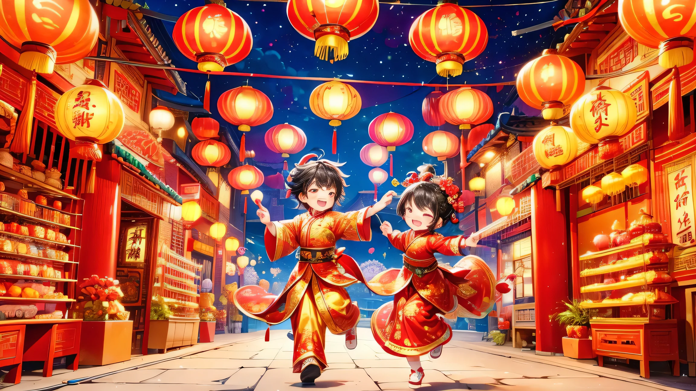 (super fine,HD:1.2),Extremely cute toddler princess,Chinese dragon,Chinese New Year Celebration,firecrackerecrackers,red spring couplets,bright colors,traditional clothing,Joyful and peaceful atmosphere,lantern,auspicious symbols,dragon dance,Festive decorations,Lively crowd,Happy s,Dynamic expressions,Fine dragon scales,The embroidery is exquisite,The pattern is fine,spinning dragon tail,Dynamic movements,Traditional music,Rhythm drum beat,Laughter,Gold ornaments,Auspicious red,Bustling street,Excitement in the air,bright lantern,Energetic energy,cultural heritage,festive atmosphere,Traditional customs,prosperity and good luck,A vibrant celebration,heartwarming reunion