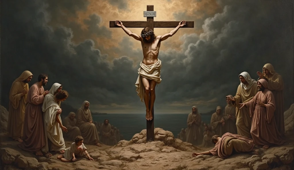 3 crosses with Jesus in the middle