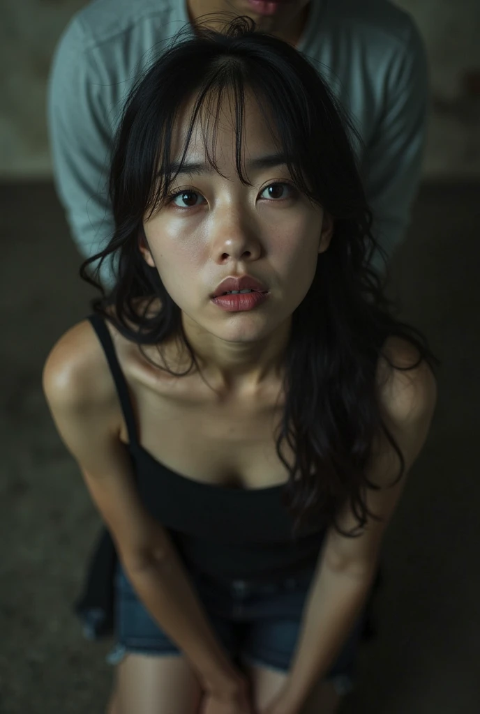 horror art、terror、top-quality、masterpiece、超A high resolution、(Photorealsitic:1.4)、視聴者を追いかけるvhorrified幽霊のアクションショット、Dynamic driving、Dilapidated underground tunnels in hell、canny、robe blanche、uneasy、uneasy、vhorrified、80mm、horror lighting、Dynamic action, yamamura_Sadako, ( pale skin, hair over eyes, Bloody,), In the ruined basement of hell, creepy, Surprise, uneasy, terrifying, 80mm, horror lighting, Dynamic action, 8K, blood stain, hard disk, Impressionism, Looking down, From below, Spread legs, ??? on facial. ??? on the body, ??? in clothes, (((Open eyes))), cleavage, (((close up focus on face))), Sadako, hair over eyes, pale skin, gray skin puffy_nipples