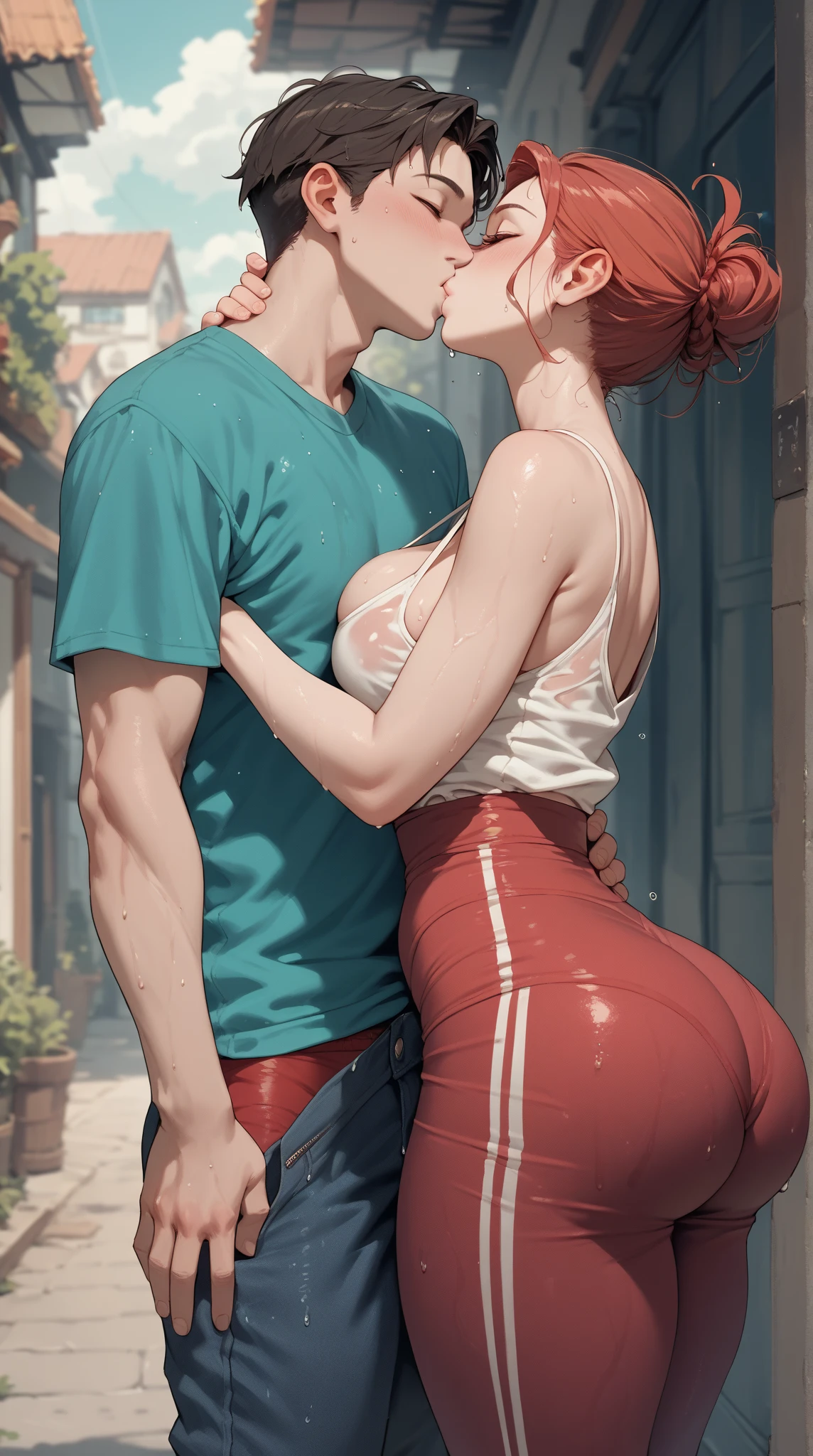 score_9, score_8_up, score_7_up, 1girl, 1boy, magnificent body, mischievous milkmaid has fun with her boyfriend in the barnyard, hugs with my legs, friendly sex