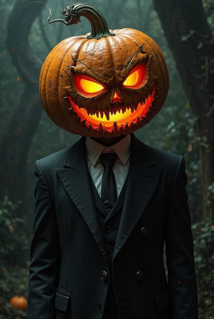 Horror movie Porter with a person in a black suit and a red bow with a pumpkin head and with a knife with blood and an abandoned house in the background and with the title Jack&#39;s Killer
