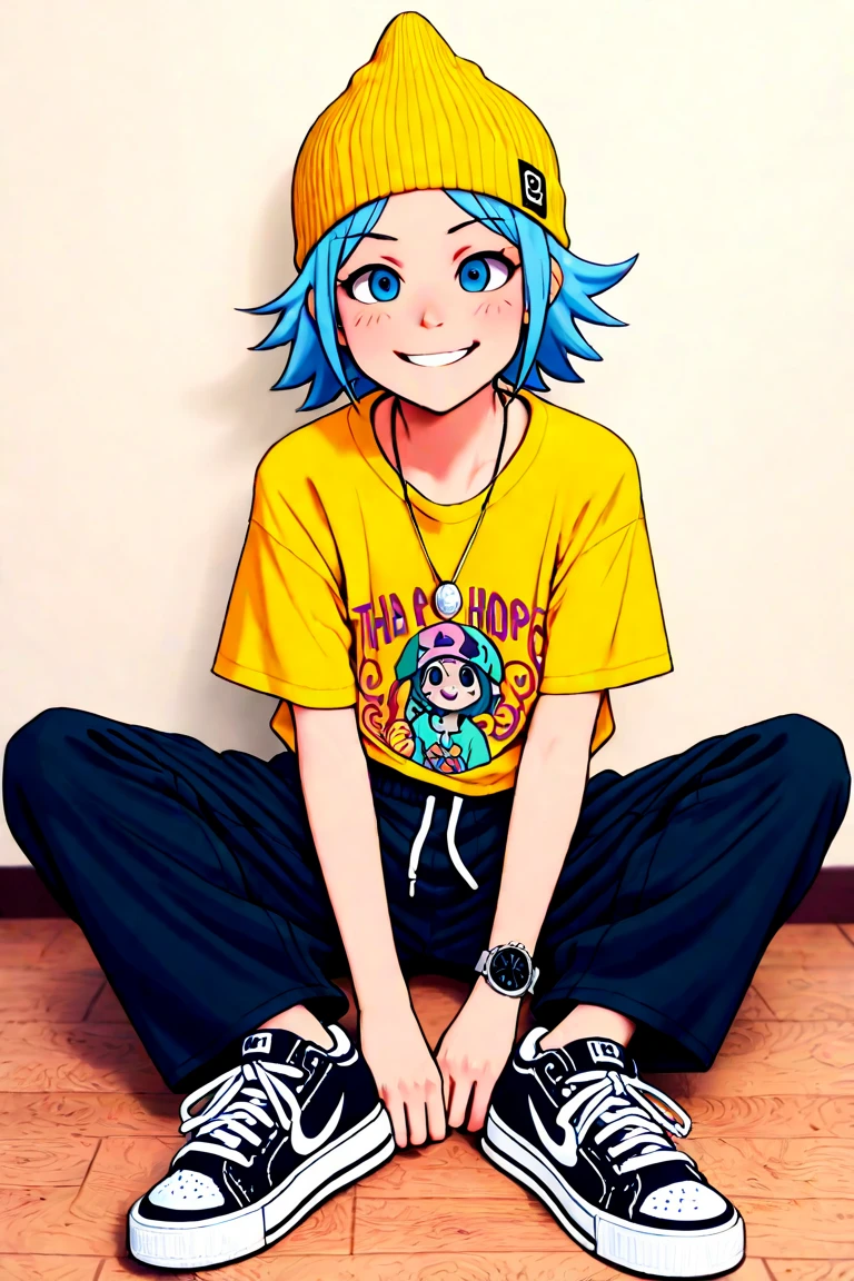 Small blue haired human with super strength