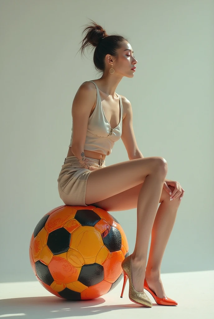Naked shemale holding two bowling balls