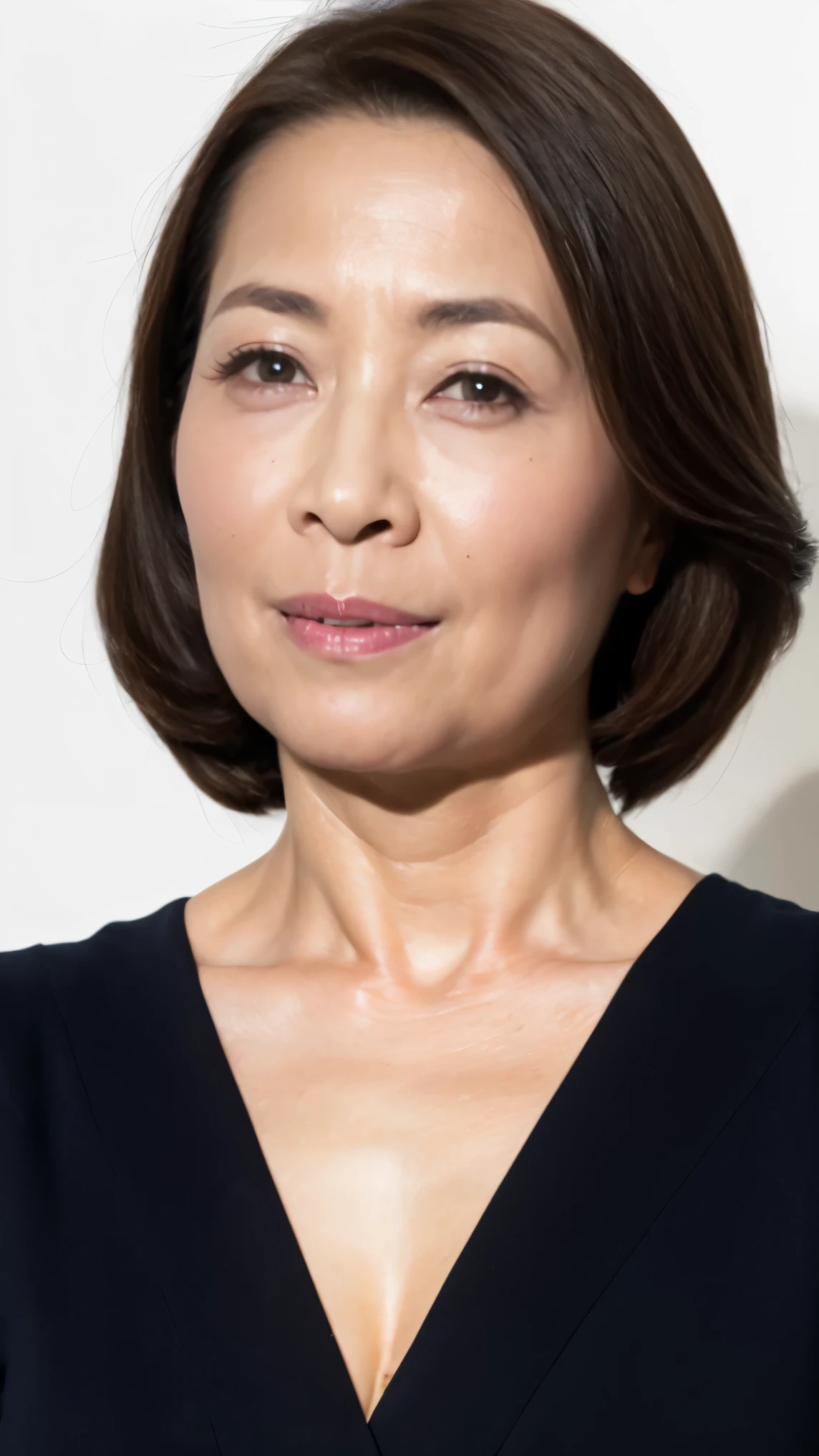 remove background, gravure, facing the front, ((old)), flashy makeup, from the chest up, masterpiece, highest quality, Super detailed, realistic, super dense skin, perfect anatomy, (1 Japanese mature woman), (alone), 120 years old, big breasts, Mature politician, Glamour, sexy, pure white skin, looking at the viewer,