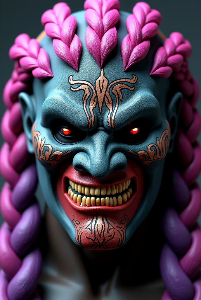 Realistic Japanese hannya mask with lots of detail, high quality, angry, shocking