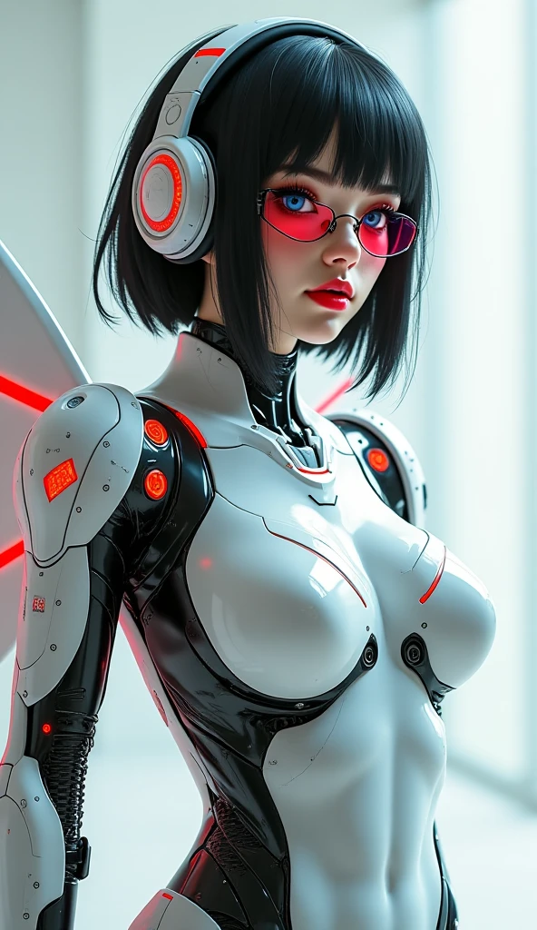 Best Quality, ultra Detailed, ultra Realistic, Futuristic wear design,,design suggesting flexibility,monochromatic color scheme emitting serenity,surface softly reflecting light,minimalism,simple yet impactful Feminine beauty,spirit of modernism, Feminine elements as visual art, fusion of advanced technology and nature,photorealistic rendering,, 1girl, sitting, all body shot, white Cyber bunny-girl-eared, cyberpunk kimono, translucent, glossy fabric, low-rise black Leggings, sheer, kimono-style top, monochrome palette, sleek lines, futuristic adornments, high-tech accessories, minimalist design, harmonious fusion, bold simplicity, serene expression, cybernetic enhancements, striking elegance, /// /// BREAK (ash-gray short hair, Droopy eyes, light Droopy eyebrows:1.3), making her blue eyes shine even brighter, well-defined face line and cute, huge eyes, accentuating her radiant white skin, (in a concrete, Realistic black Shadowv, Realistic lightning:1.3), BREAK Incredibly slim waist, Upward-facing medium and perky nipples, with disproportionately medium breasts, and rounded medium buttocks, exuding a sculptural beauty, looking viewer, meat stuck to the clothing,xill