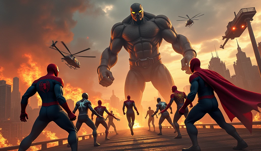 ((best quality)), ((masterpiece)), (detailed), A crowd of silhouette of people running in fear through a snowstorm at night while monsters lurk in the background