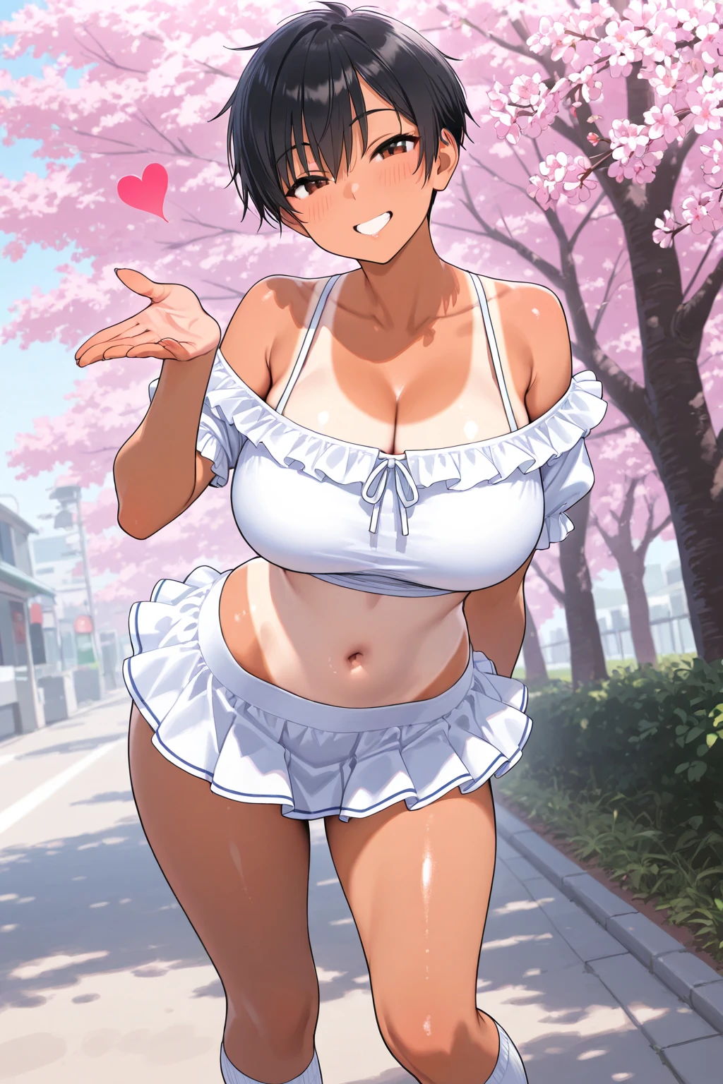 (((From below))),hot summer,skirt,naked,Cleavage,(((Ass,)))hibiscus,(((naked)))Slightly thick thighs、Straw hat,naked,Shorthair twin tails,Squat down and spread your legs,See-through,Polka dot panties,Inatsu