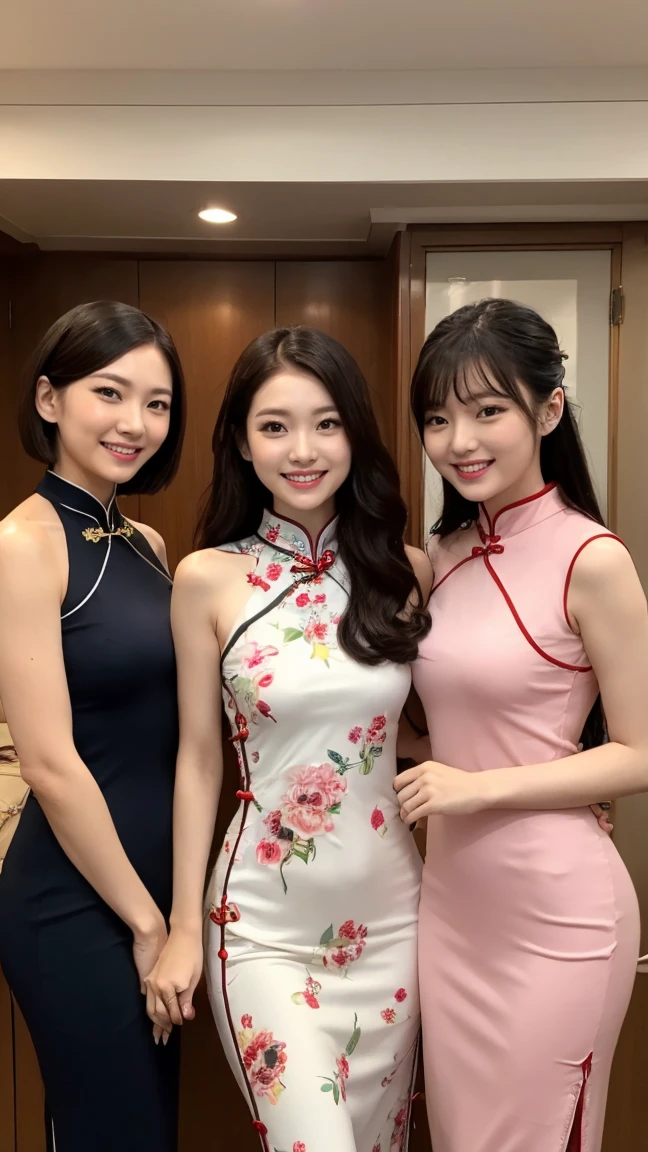 (RAW photo:1.2), (Photorealistic:1.4),Beautiful detailed woman,very detailed eyes and faces, A detailed eye, ultra - detailed,A high resolution, The is very detailed,best qualtiy,illustratio,unified,8k 壁纸,tmasterpiece,best qualtiy,a 1 woman,Shopping in luxury goods,Solo,Rich,full bodyesbian,Slightly chubby figure,toned figure,There is meat on the legs,Slim waist,Solo,Long cheongsam,Temperament cheongsam,high-heels,Gem Necklace,Coiled hair,Gentle smile,Dignified atmosphere,Black eyes,realisticlying,Shopping malls