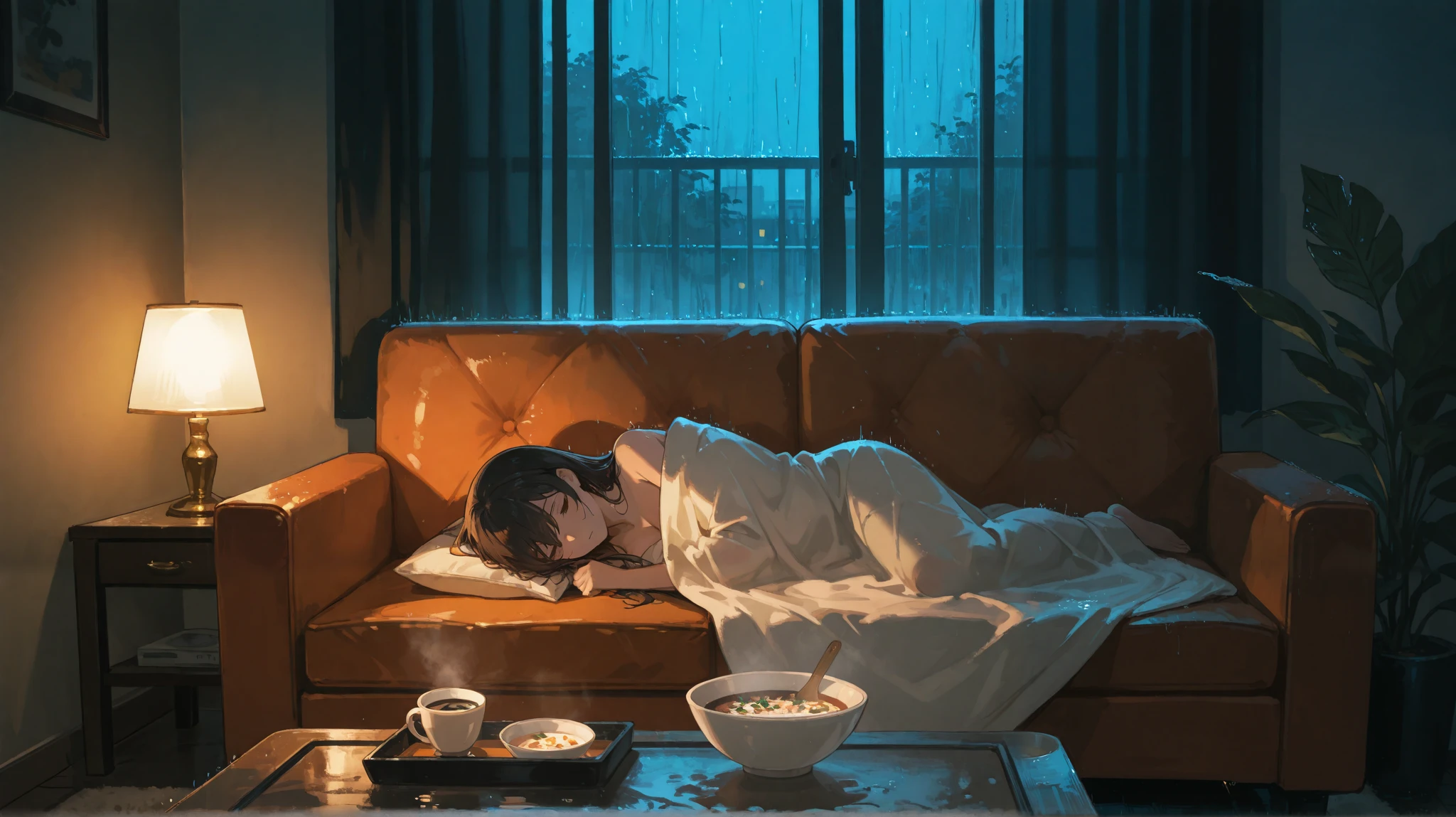 Not feeling good，Asian，Warm colors