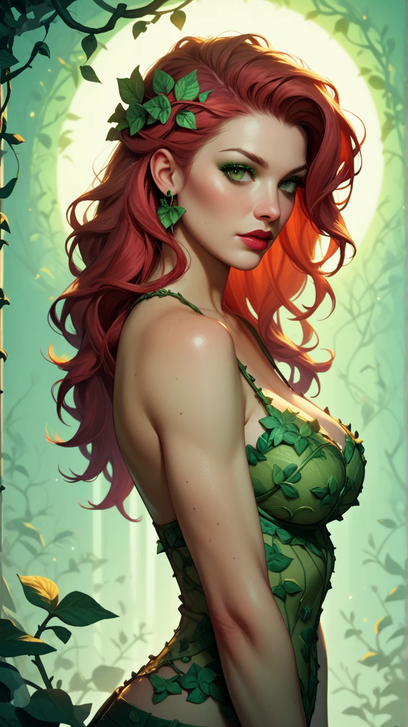 Poison Ivy , HUGE titties , biting lips , in bed , twirling hair