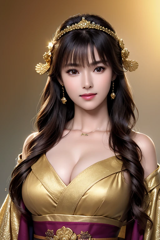 Kimono beauty, body portrait, 8k, thin and beautiful eyes, Dindal effect, masterpiece, top quality, high quality, high resolution, very detailed photo, (natural skin texture, fine skin, hyper realism, super sharpness) , high detail skin, (very fine, fine skin texture, intricate details, beautiful face, (real-like face), realistic eyes, beautifully detailed eyes, realistic skin, beautiful skin, surreal, Highly detailed, golden ratio, smiling eyes, ((night moonlight background)), body portrait, G cup, big breasts, huge breasts, big breasts, glamorous, shiny bodysuit