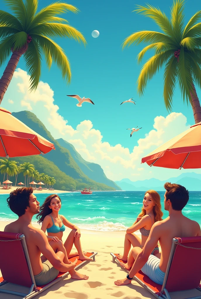 Tshirt design that cooperates summer beach and statistic theme for corporate teambuilding