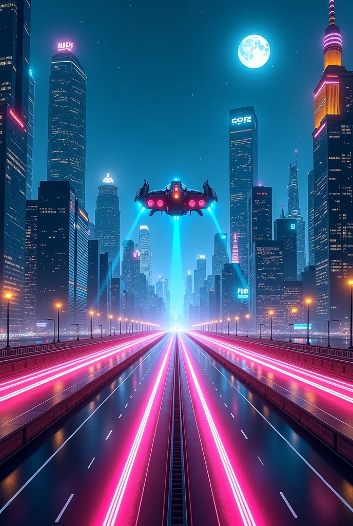 Futuristic cityscapes with colorful all-glass outlined towering skyscrapers with lightning, flying vehicle. High-resolution OLED GUI interfaces in the building, The windows are filled with transparent data visualization infographics that show it all, from weather patterns to traffic flow. Colors are saturated and vibrant. At night, (1girl, solo, alone), photorealistic, large-breast slim:0.6 body, oval:0.5 face, cleavage:1.1, very low angle view of pleated miniskirt, deep-v, (upskirt), glove, (Matrix style black micro sunglasses), (aiming viewer with a short gun), dynamic running pose, (half-body thigh level close-up shot), cinematic lighting, ray tracing, motion blur background.