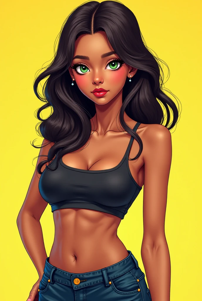 168 cm , 72 kgs, indian, female, with inverted triangle body shape , whoulder length hair, heart face, chinky eyes , thick lips