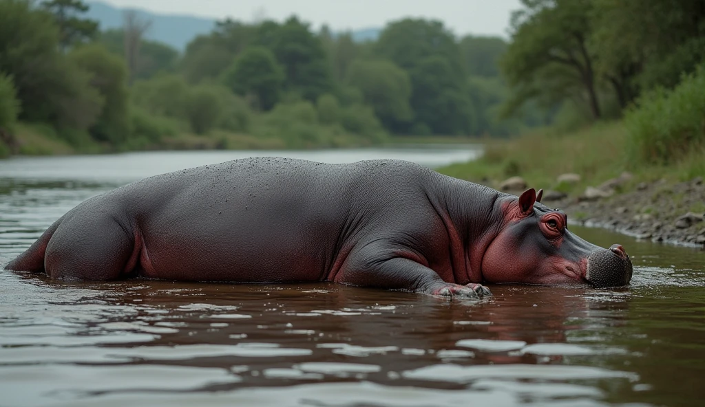 Fat wet slimy pig in the swamp