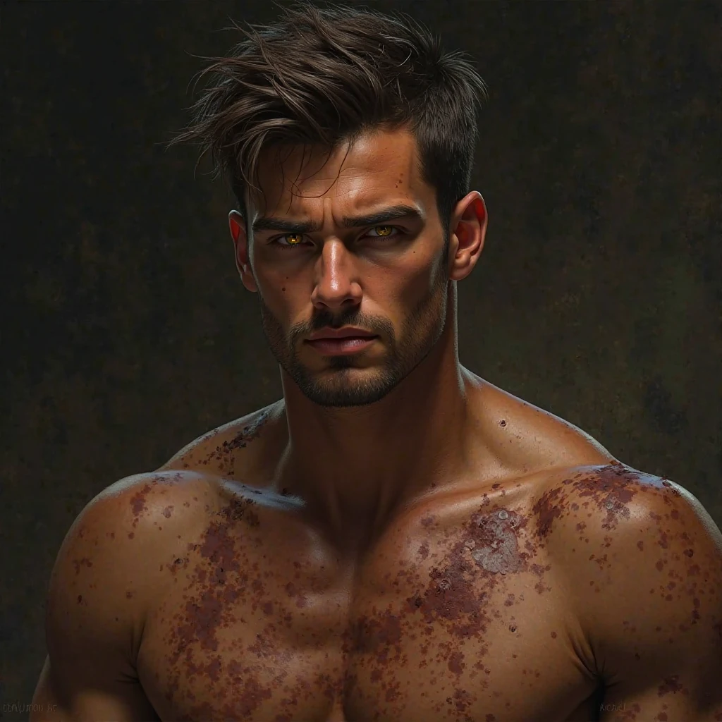 Chris Evans covered in mud especially his face and butt