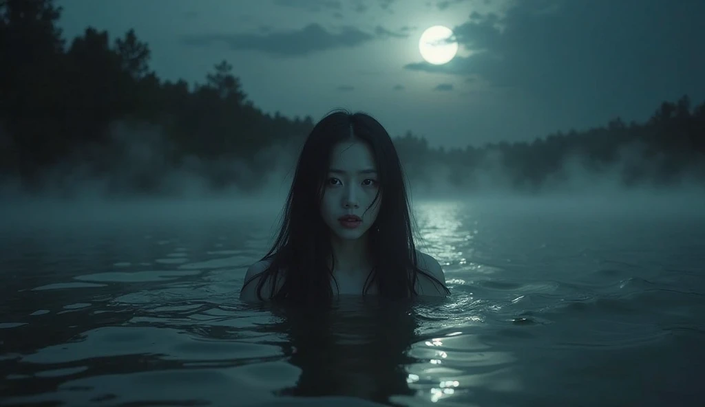 Highest quality、Masterpiece、8k、Japanese women、30th Generation、ghost、Pale skin、Dark Sea、Scary atmosphere、sexy、naked、pubic hair、Slender figure、Beautiful feet、Detailed face、Horror