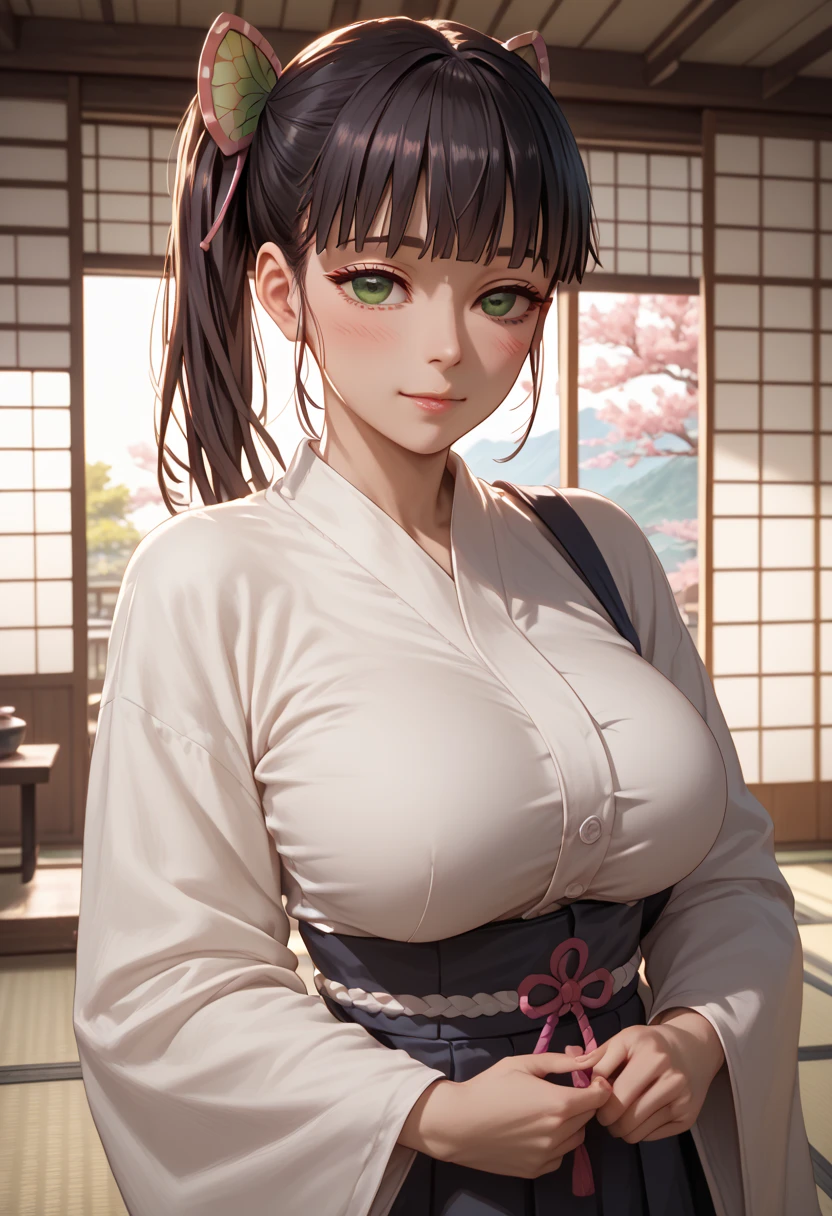 ((1girl, solo)), (large breasts:1.5), beautiful body, (perfect anatomy, perfect body, perfect hands, perfect legs), natural proportions, sexy body, standing, own hands together BREAK
((extremely detailed face)), (beautiful detailed eyes:1.6), (realistic pupils, realistic iris:1), expressive eyes, looking at viewer, (clear eyes:1.3), (hyperrealistic:1.2), (detailed skin texture:1.2), smooth skin, black hair, long hair, (detailed lips:1.2), (attractive lips:1.1), (glossy lips:1.1), ((smile)), parted lips, perfect face, perfect eyes BREAK
japanese clothes, kimono, off shoulder, collarbone, cleavage, long sleeves, wide sleeves, sash, obi BREAK
(masterpiece:1.5), anime-style, top quality, best quality, (beautiful and aesthetic:1.2), (ultra detail:1.5), Ultra-detailed depiction, Ultra-precise depiction, extremely detailed 8k illustration, high resolution, (highly detailed shading:1.2), (realistic lighting:1.4), perfect lighting, vibrant colors, dynamic tones, striking hues, 8k, absurd resolution, perfect shadows, hdr, UHD, ambient lighting, realistic, ultra-realistic, photo realistic, highly detailed, rich detail, luminous colors, fine texture, intricate design, professional illustration, (soft light:1.2), (illustration:0.7)