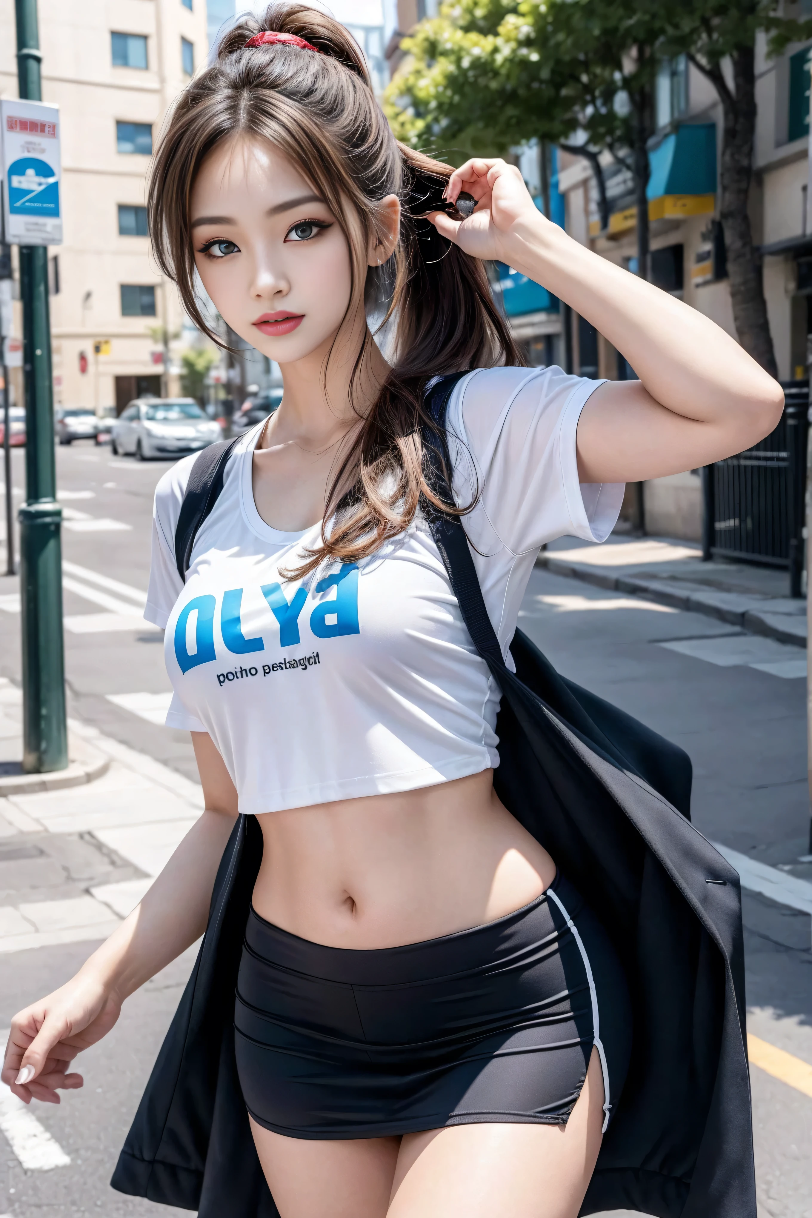 Idole,Girl,koreanisches Girl,sexy,Nice,Er ist high,ultra large breasts,(C-Cup),Happy and smiling, sehr detailliertes Gesicht,Adidas skinny T-shirt,Kurzes Halstuch,und lange Leggings,sexy pose standing on mall street
Info