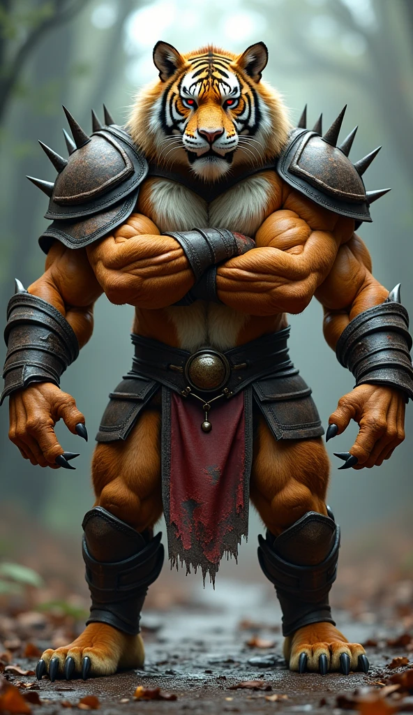 Solo Sexy anthro furry wolf male; ancient Mediterranean desert warrior; slim mesomorph handsome model apperance apperance; boy's messy short hair headband; sexy toned muscules; sword scars; worn out rusty sexy skimpy armament. He has low on hips heavy leather studded heavy belt. he has very old worn out jockstrap (smelly jockstrap fetish); His jockstrap it is made of old white linen material sewn together from a few pieces, it has never been washed, it is dirty and has stains from secretions of dried semen and sweat; His armor is old heavy brown harness with armlets studded with spikes; he has old brown leather BFR Bands on Biceps and his thighs, he has old worn out fingerless leather gloves. His armor is in ruin, it is very very old and dirty, rusted, dirty, old worn out, rusty breastplate. Even though he is a handsome and sexy man, he has a sloppy appearance, has disheveled unwashed dirty fur, dirty body look. he smells, he has stains from old blood, dirst, cum, mud, smelly furr, disgusting bastard looking.he leans sexily against the wall with his legs spread, one hand behind his head, and he touches bulgy his jockstrap, licking his lips, horny for sex ; Mediterranean sunny pine forest; he has a proud, threatening and defiant expression on his face, with little dirty dangerous smile;