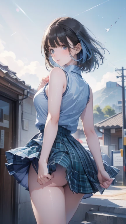 top-quality、超A high resolution、(Photorealsitic:1.4)、女の子1人、Woman without clothes、(huge-breasted:1.2)、looking at viewert、a closeup、full body Esbian、(It's raining heavily:1.5)、(the whole body is wet:1.5)、