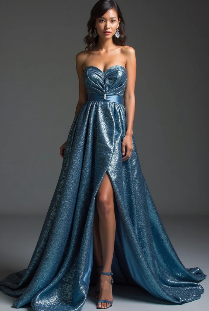 (masterpiece), full body Young Toni Braxton wearing a blue gala dress and moonlight in the background of the image, beautiful, intricate face, depth of field, Chiaroscuro, sfumato, dramatic lighting, three-dimensional, light-dark contrast, oil painting, subtle colors to create textures on the face, vibrant and warm colors to highlight details of the pink cheek and red lips, bluish or grayish shadows in shaded areas, shades of blue and gray to create the tears, and white to represent the highest points of brightness and reflection of the tears, Caravaggio. studio portrait, soft light, rim lighting, sparkle in the eyes, bokeh background, painter, Konstantin Razumov, Vladimir Volegov
