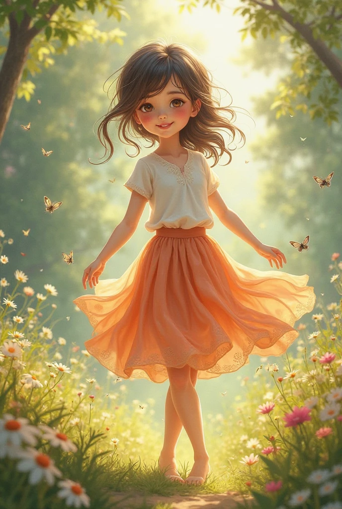 Girl with upside skirt