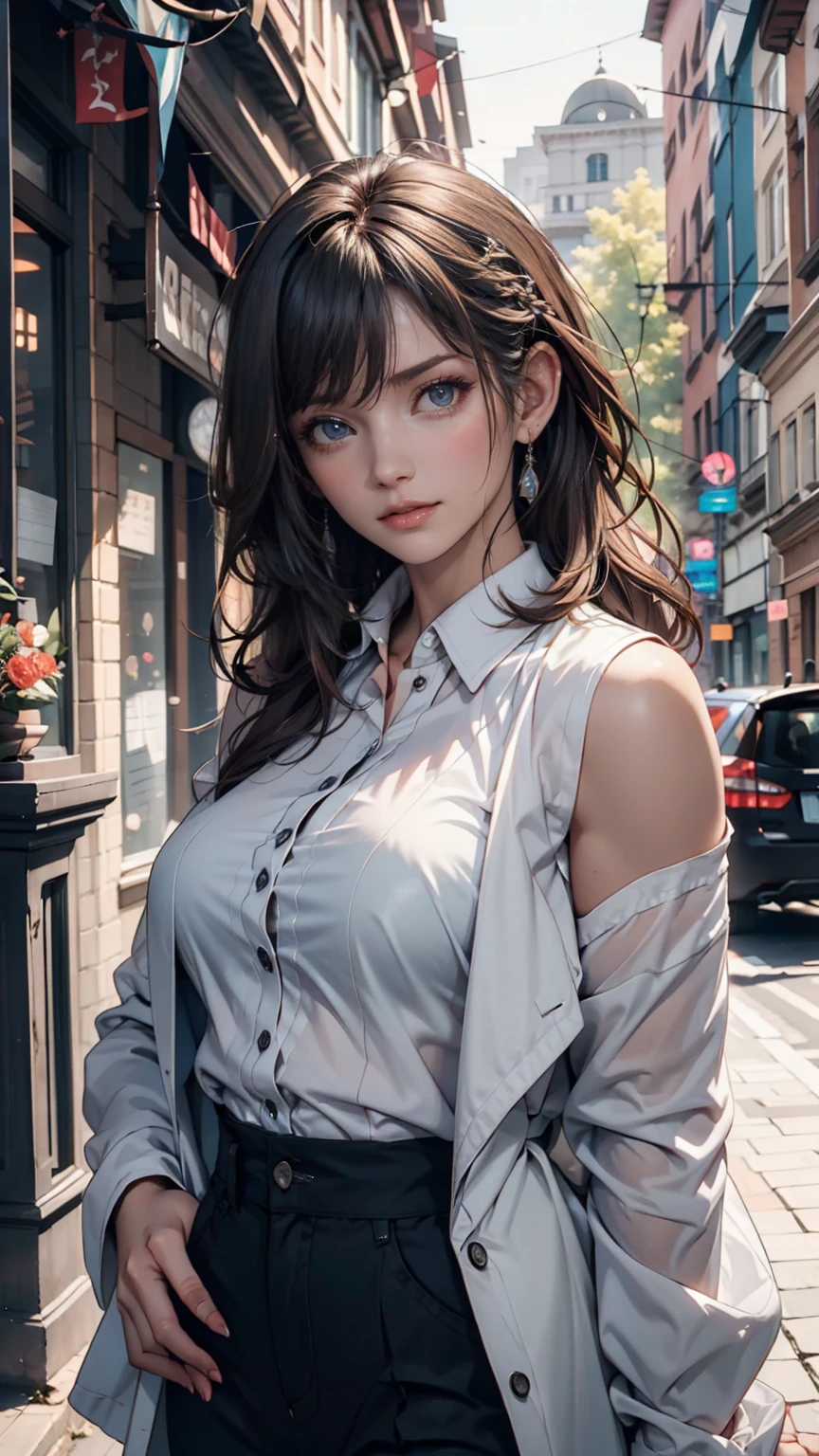 masterpiece, Highest quality, Spring outfit, Colorful Hair, Outdoor, Magazine Cover ,Upper Body,