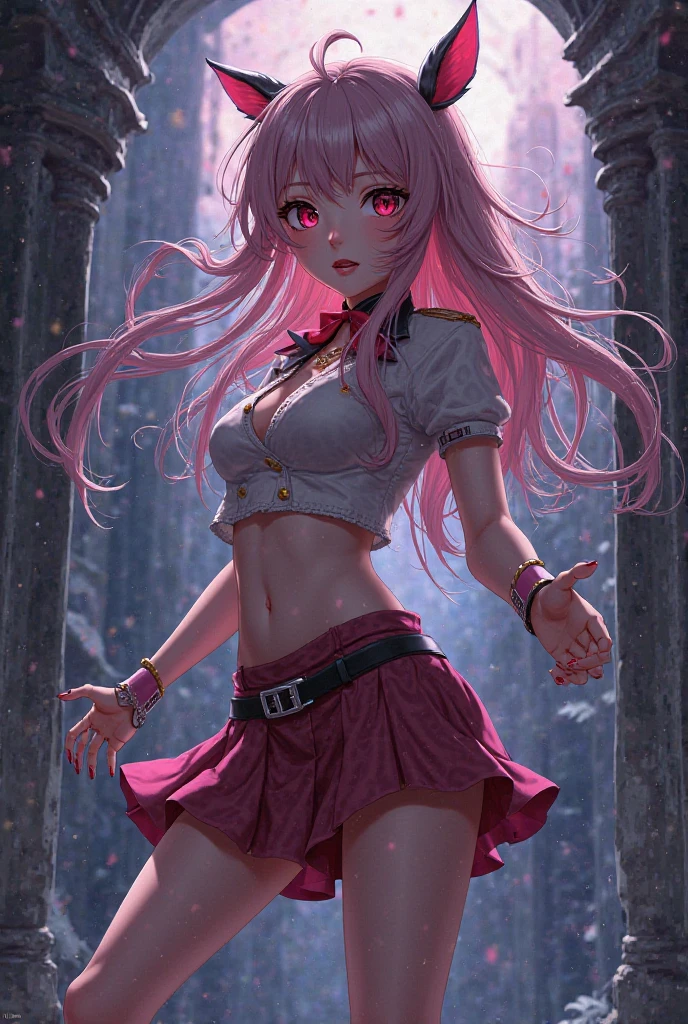anime girl with pink hair and black dress posing in front of a building, seductive anime girl, beautiful alluring anime woman, attractive anime girl, guweiz on artstation pixiv, guweiz on pixiv artstation, beautiful anime girl, extremely detailed artgerm, smooth anime cg art, detailed digital anime art, anime girl