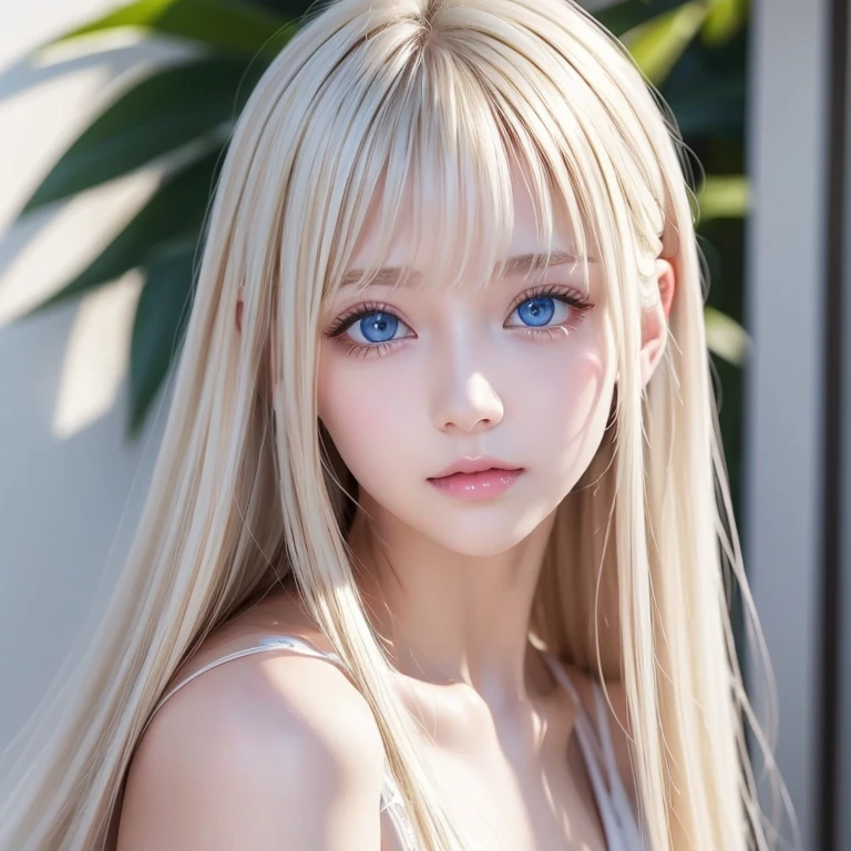 Beautiful white and shining skin, 3 Up, Unparalleled beauty, bright, Refreshing and gentle look, Perfect beautiful pretty face、Shiny platinum blonde silky long straight hair, Beautiful shiny bangs, naked,Showing off pussy,A very beautiful and beautiful 17 year old girl, eyeliner, so perfect and beautiful、big, Clear sky blue eyes、Very beautiful bright eye highlights