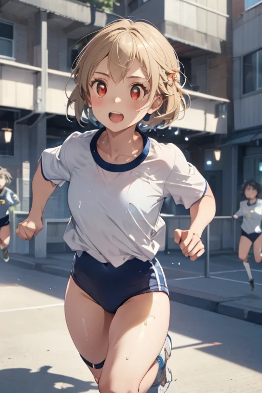 At the gym、exercise、Fitness、spats、training、Nipples、Girl、Girl、Short、Younger、Lower school year、Baby Face、Both eyes open、flat chest、refreshing、fine、Innocence、smile、Dynamic Angle、Sweat、sports、Equipment、Wearing clothes、Dynamic Pose、There are a few people behind
