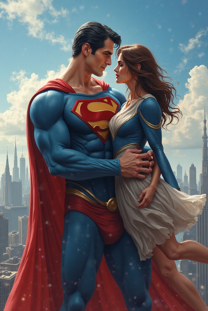 superman and lois in the rain, textless, by James Gurney, by Alex Ross, alex ross style, by John J Park, james gurney painting style, by Austin Briggs, drew struzan style art, chris moore. artgerm, concept art of love, style of alex ross, by Donato Giancola, by stanley artgerm