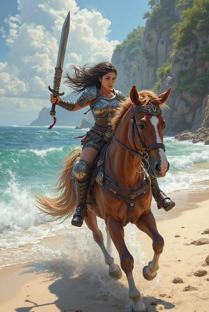 lara croft riding a horse on the top of an airplane --auto --s2