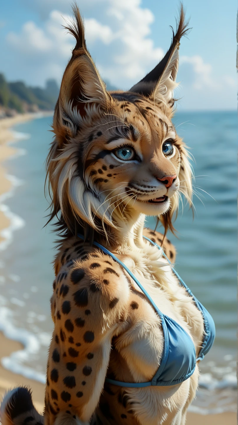 Leopard ears, whisker flesh, vertically elongated pupils, long straight black hair, beautiful woman in black dress baring her fangs, female leopard poses on the beach, tropical luxury mansion and mangrove forest in the background, mythical creature, realistic, highly detailed, 8k, masterpiece, dramatic lighting, cinematic, graceful, feline, powerful, intense gaze, flawless skin, exquisite details, dynamic pose, atmospheric, stunning colors, chiaroscuro