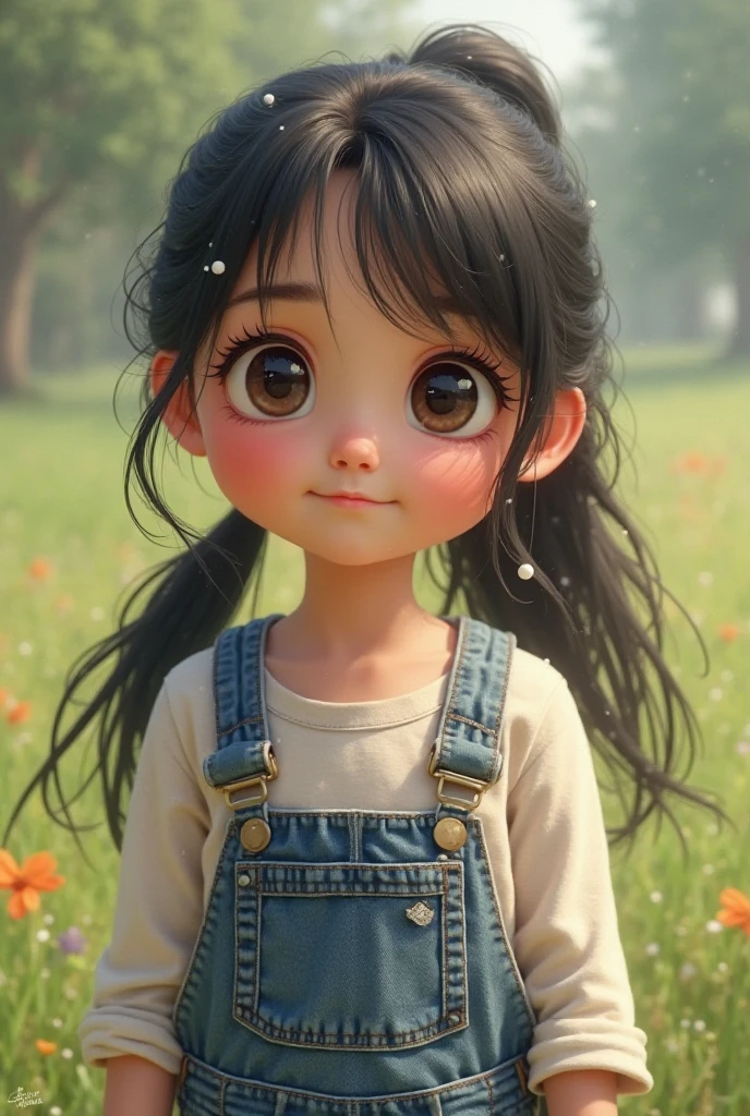loli menina, bonita e fofa, estilo princesa, usando touca e roupas leves, face, estilo Chibi digital, cabelos bicolores e preto, solto, laranja e preto claro, olhos de detalhe perfeito, rosto delicado, CG perfeito, Qualidade de imagem HD, fundo simples