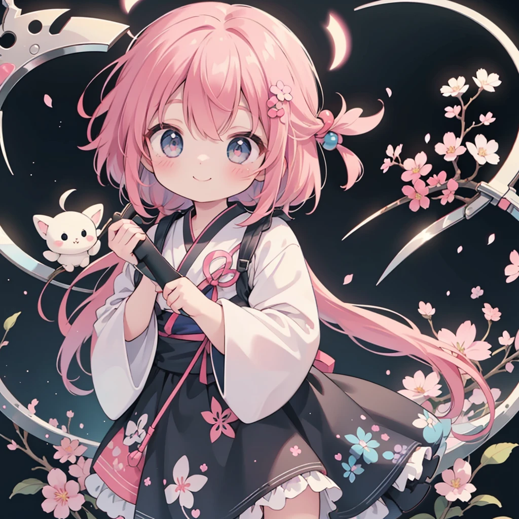 I have white pink hair, cat ears, a bun, my face is super blushing, black glasses, pink heart eyes, a big pink sweatshirt, a black skirt, black stockings, white shoes, a cat&#39;s tail, a girl. very shy I&#39;m winking and blowing a kiss with one hand
