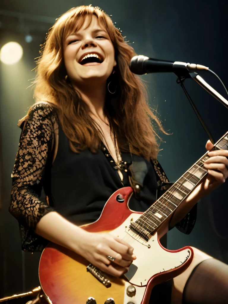 Create a picture that looks like a real photo of a cat at a music concert, Cat singing on stage, Cat wearing mini sunglasses and fedora hat at a concert