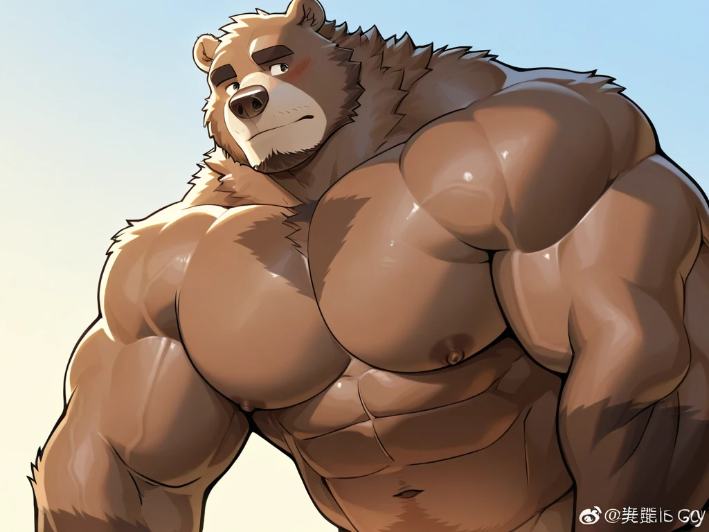 (masterpiece, 4K, ultra detailed), bear furry, masculine, single, brown fur, beige belly fur, blank background, naked, cumshot, huge load of cum, balls, muscular, dark brown penis, pink glans penis, dark brown hair, hairy armpits, illustration, simple colors, anime, age, brown eyes