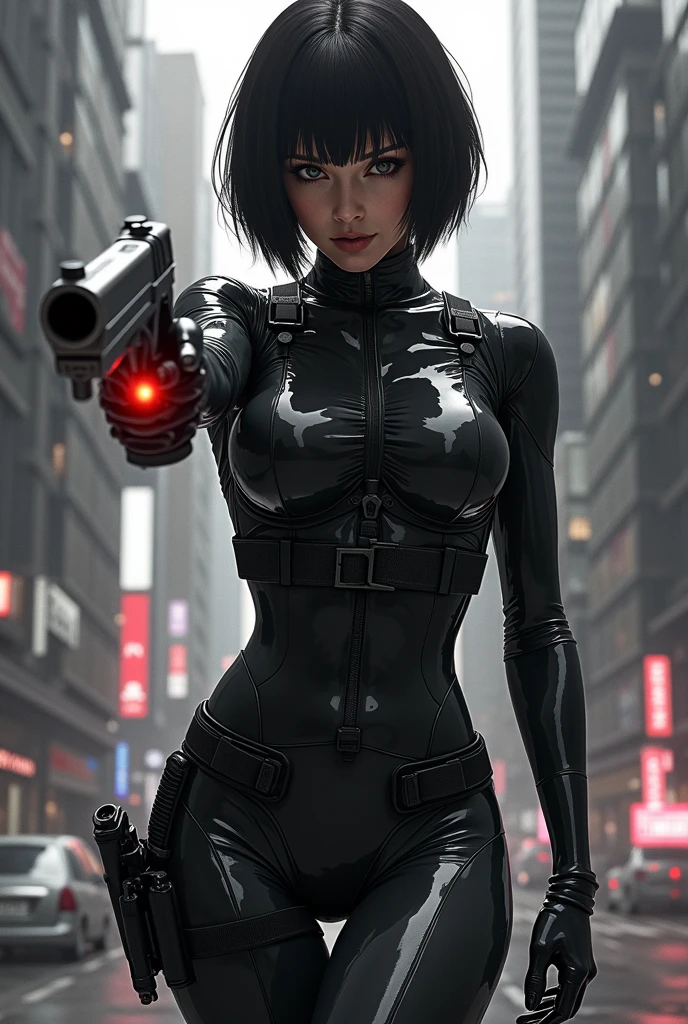 will be depicted in the futuristic world of "Aeon Flux". The artwork will be created using the medium of digital illustration. The image quality should be at its best, with a resolution of 4k or 8k. It should be ultra-detailed and have a realistic, photorealistic appearance. The colors should be vivid and the lighting should be carefully designed to enhance the overall atmosphere of the scene.
In the artwork, character will be portrayed with beautiful, detailed eyes and lips. Her face will be extremely detailed, capturing her unique features and expressions. She will be shown in a dynamic pose, reflecting her strong and confident personality. The background will be a futuristic cityscape, showcasing the sci-fi elements of the "Aeon Flux" universe. The city will be presented in a dark and moody color palette, with neon lights illuminating the streets. The composition will have a strong sense of depth, with layers of buildings and structures creating a visually striking image.
The artwork will have a professional and polished look, with sharp focus and ultra-fine painting details. The use of HDR and studio lighting will further enhance the realism of the scene. The overall style of the artwork will be influenced by concept artists, combining elements of science fiction and dystopia. The final result should be a masterpiece that captures the essence of "Aeon Flux" and portrayal of the iconic character.