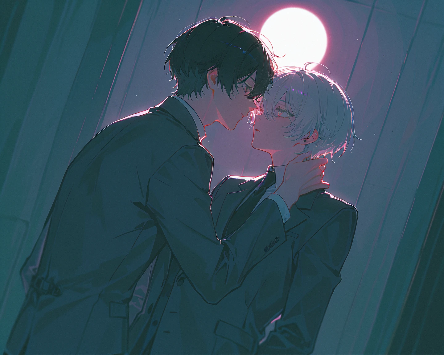 Two beautiful boys kissing