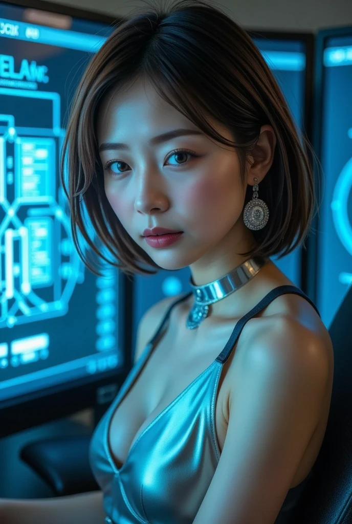 (8k, RAW photo, highest quality), (realistic, photorealistic), very delicate and beautiful, very detailed, cool, cool, robotic, smart, full-body, cyborg, elegant, beautiful background, octane rendering, HR giger style, professional lighting, photographer quality, full body, professional lighting, photographer quality, absurdity, machine, mechanic, canon eos Shot with Canon EOS R 5, shot with r5, mechanical bondage, (8k, RAW photography, top quality, masterpiece), (realistic, photorealistic), 30 years old, bright hair color, very delicate and beautiful, very detailed, cool, cool, sexy woman, stylish, cyberpunk, tobacco, bondage, tattoo, hard-boiled, à la fed, asian woman, Shy smile, Aya Takano's color style, princess cut, princess cut hairstyle, close up of Momo Iwakura, Ayaka, Ayami Kojima Amano, beautiful Japan girl face, Akemi Takada, Sayori, Chiho, cute-fine-face, shy, full-body, armpit hair, hairy, bitten crotch, protruding pubic hair, sexy style