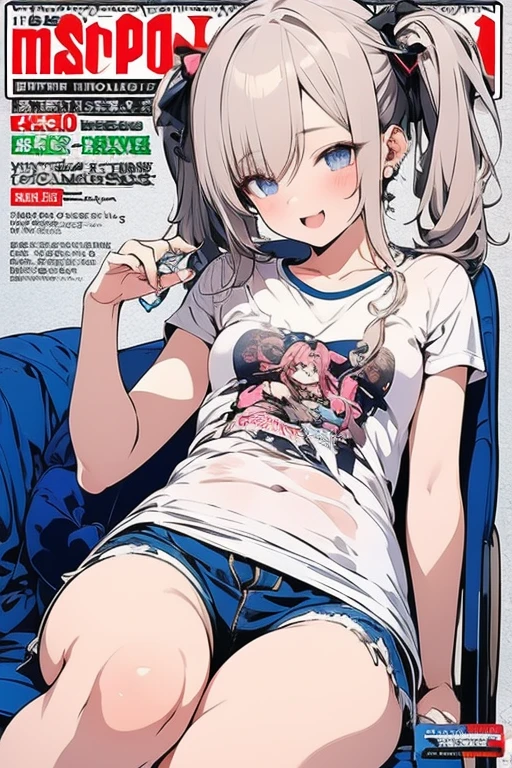 (from below:1.2),(from side:0.9), ((beautiful Face)), (Close-Up:0.6), ((looking at viewer, holding a icecream)),(Italian sweets magazine cover:1.4), highest quality、(real、photorealistic:1.5),(ultra high resolution,dark blue hair,long hair,side ponytail,hair between eyes,bangs, (beret, black jacket, open clothes, cleavage, midriff, black shorts, black thighhighs, thigh strap, fingerless gloves, single glove:1.2), (double breasted,under bust:1.2), sitting at a table, cute, anime visual of a cute girl, cute anime girl, eating cakes, young anime girl, guweiz, high quality anime artstyle, anime girl, artwork in the style of guweiz, beautiful anime girl, pretty anime girl, (anime girl), official artwork,(with sparkling eyes and a contagious smile),her thin pubic hair, looking at viewer, pose muy sexy"