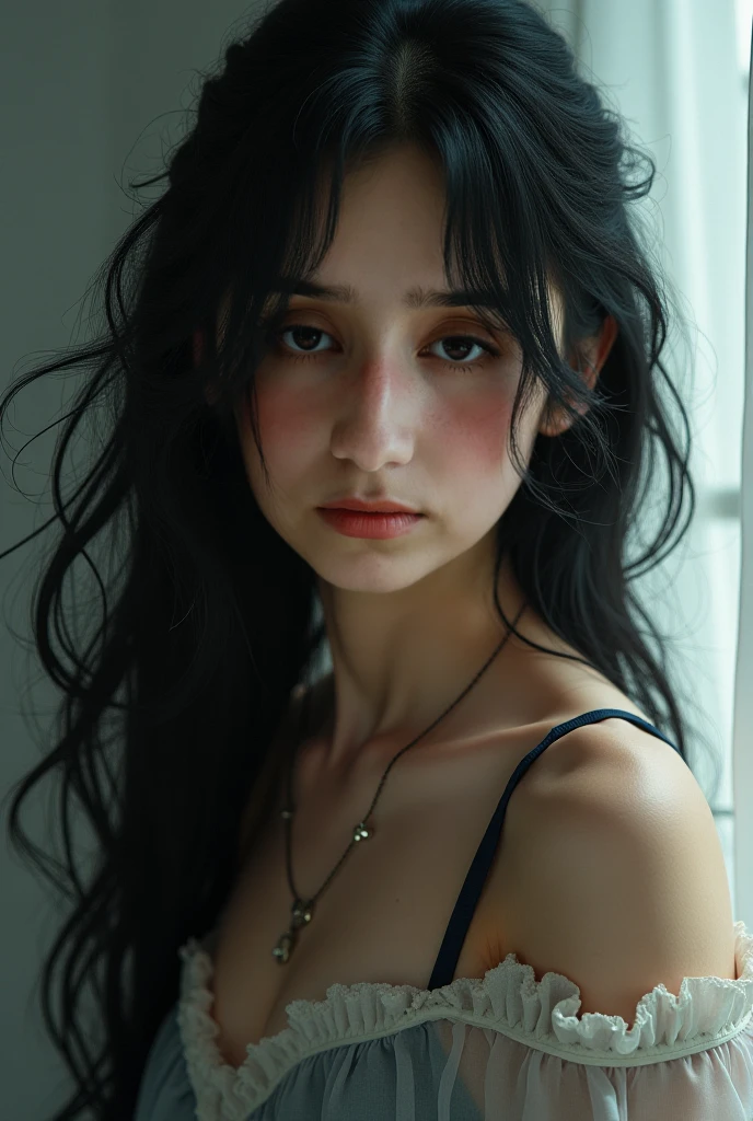 1girl,moan,curly hair,in the dark,deep shadow