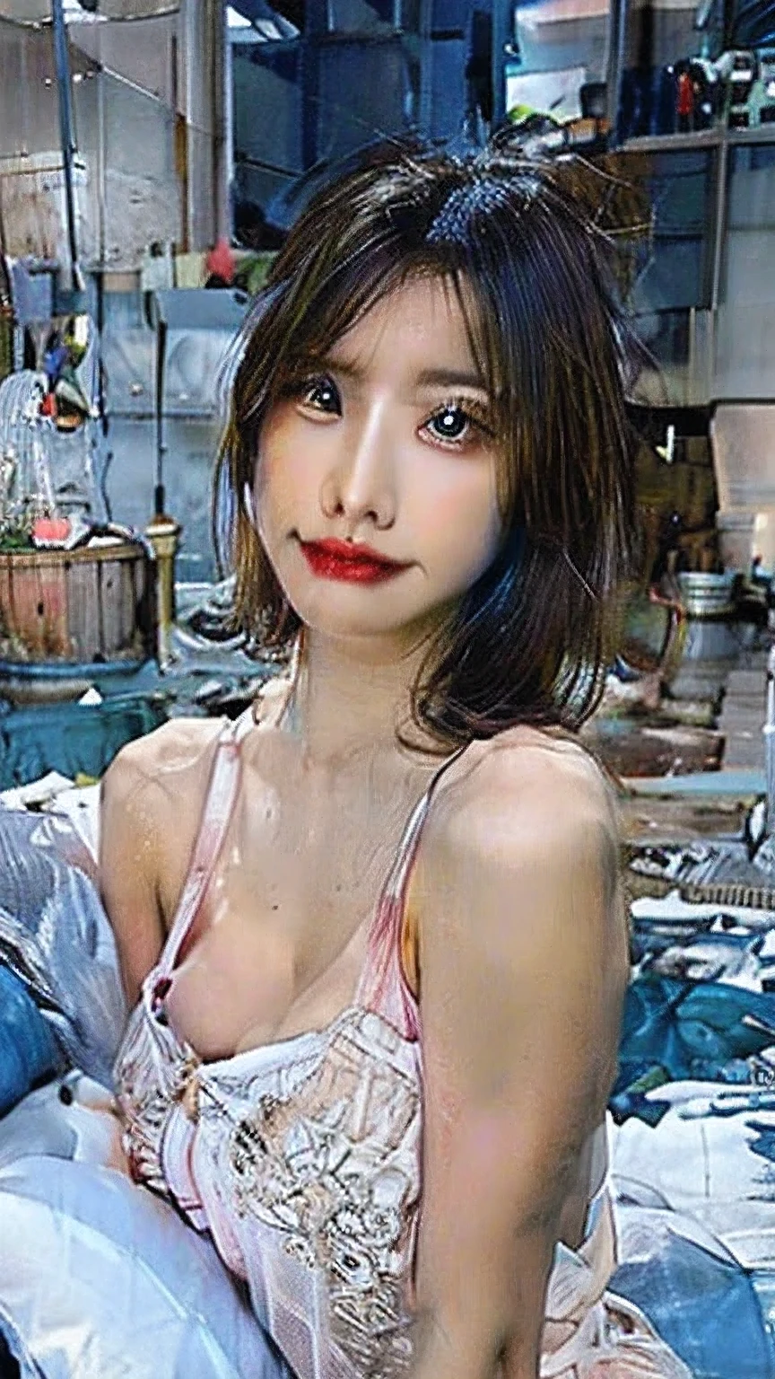 girl with Beautiful face A Japanese Lady playground Upper body naked Lower body is short underwear Radical underwear huge tit While being watched by the crowd エロ