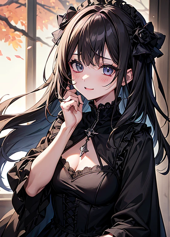 (masterpiece_portrait),(bishoujo),(pixiv),(Steampunk),(10s-anime-aesthetic),(brush),(female_focus),(cowboy_shot),(looking_at_viewer),convention,(1girls),maid,curvy,White_skin,sharp_face,long_hair,(black_hair),pointy_hair,hair_between_eyes,light_green_eyes,glowing_pupils,star-shaped_pupils,medium_breasts,standing,Happy_face,Closed_mouth,(reaching_out),White_negligee
