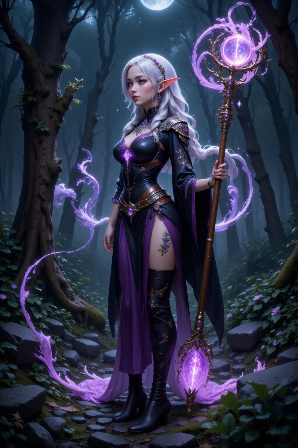 Cartoon-style game art of a female wizard, garbed in a flowing, enchanted robe adorned with mystical symbols. She wields a sparkling, ornate staff, topped with a crystal that glows with arcane energy. Her hair is long and wavy, framing a youthful face with bright, curious eyes. Around her, magical runes float in the air, casting a soft, ethereal light. The setting is an ancient library filled with spellbooks and potions, reflecting her pursuit of mystical knowledge, <lora:pixelgirl2:0.75>