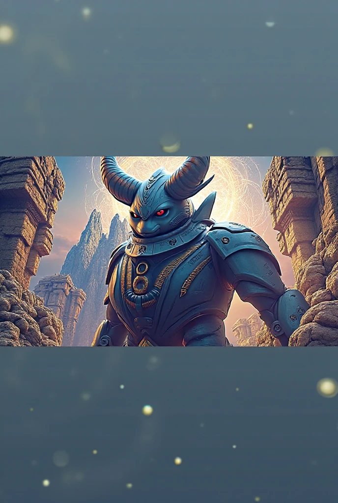Ancient anime style, artbook, comicbook, RPG, futuristic medieval, steampunk. A rhino ogre samurai warrior with plasma powers, wearing technological medieval magic armor with glowing magic markings, dynamic pose, full body, human face with glowing magic tribal tattoos with silver tones, ogre features, rhino horn with glowing magic markings , rhino tail, magic black metal skin with glowing carved markings, glowing eyes, using a technological rhino horn magic longsword with glowing magic circuits. In a metropolis of a magical kingdom with advanced technology, with tall buildings with neon details, mixing technology with magical vegetation, steampunk. Wide scenery, cinematic scene with several layers of depth, dynamics, magical lighting.