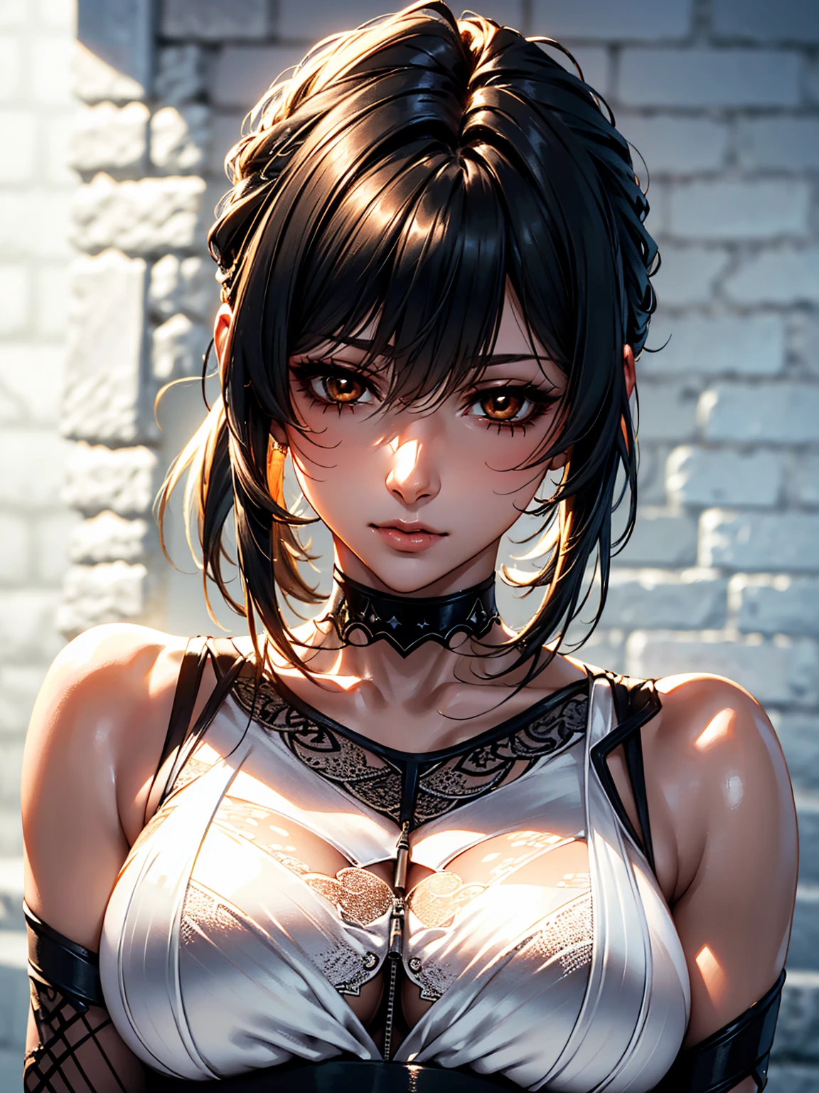 (In 8K、RAW shooting、highest quality、Masseter muscle area:1.2)、Ultra-detailed、Ultra-high resolution、(Realistic、Realistic:1.37)、Portrait、High-resolution RAW color photos、Professional photography、Very detailedで美しい、Very detailed、8K Image Wallpapers、Incredibly detailed、Large file size、Official Art、Very detailed CG Unity 8K wallpaper、Very detailed beautiful girl、Very detailedな顔、Very detailedな目、Very detailedな肌、Very detailedな指、Very detailedな鼻、Very detailed mouth、Perfect Anatomy、Detailed Background、Detailed clothing、(((1people girl and guy１people)))、(20:1.2)、20th Generation、 、Realistic body shape、、White skin、Glowing Skin、The body is slim、Black-haired、((short hair))、(Well-groomed bangs: 1.4)、Cute Face、A vivid face、Delicate eyes、Source Order、((Stylish bathroom))、((Wearing white panties))、(((No bra)))、((Woman with legs spread wide))、((Standing posture))、((Strong man:1.5))、((hugging a woman from behind、Grabbing a woman's chest))、((Fully nude man))、((Man with slicked back hair))、((Girl hanging from ceiling with arms tied with rough rope))、sweating、Wet body、((Detained))、((Torn Lingerie:1.6))、Earrings、necklace、bracelet、((Turn your face to the side))、((Yawn with eyes closed))、Contrapo、Dynamic Lighting、 ((solid B cup))、((Cleavage))、((Look Behind You))、((Writhing expression))、